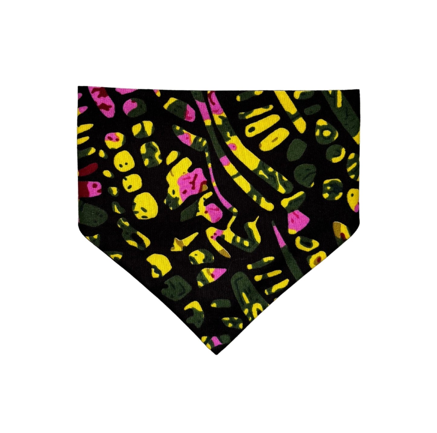 Colorful patterned PET bandana with black background