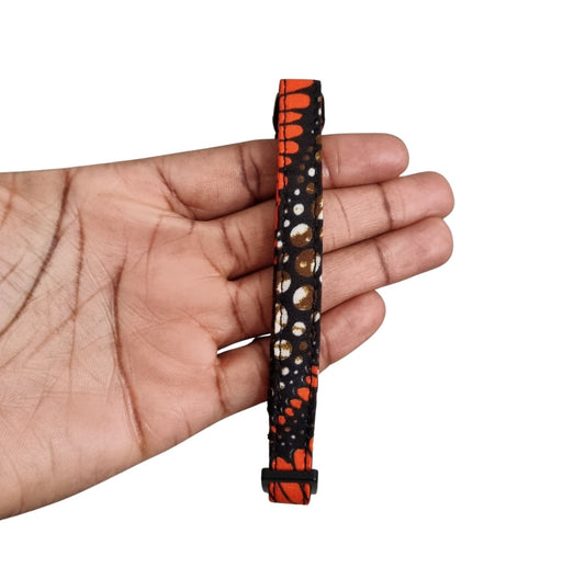 AJIRI black and orange floral African print breakaway cat collar by Bhooki, handmade in the UK
