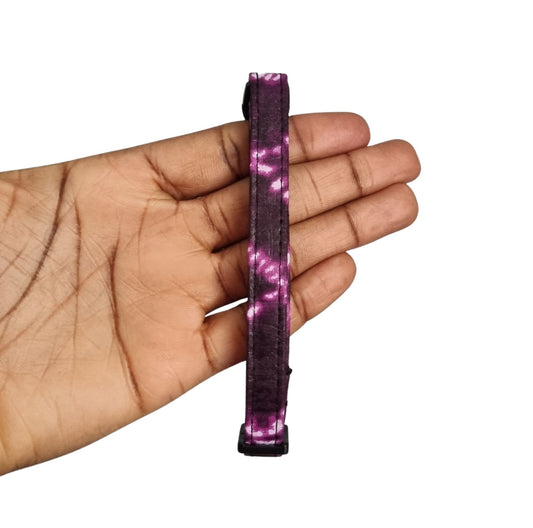 TAWA purple tie-dye African print breakaway cat collar by Bhooki, handmade in the UK