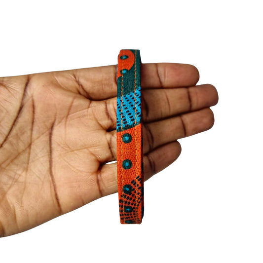 ADA orange and teal spotted African print breakaway cat collar by Bhooki, handmade in the UK