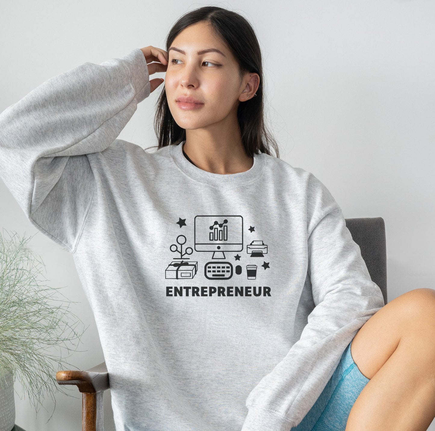 Entrepreneur Graphics Crewneck Sweatshirt Ash Bhooki