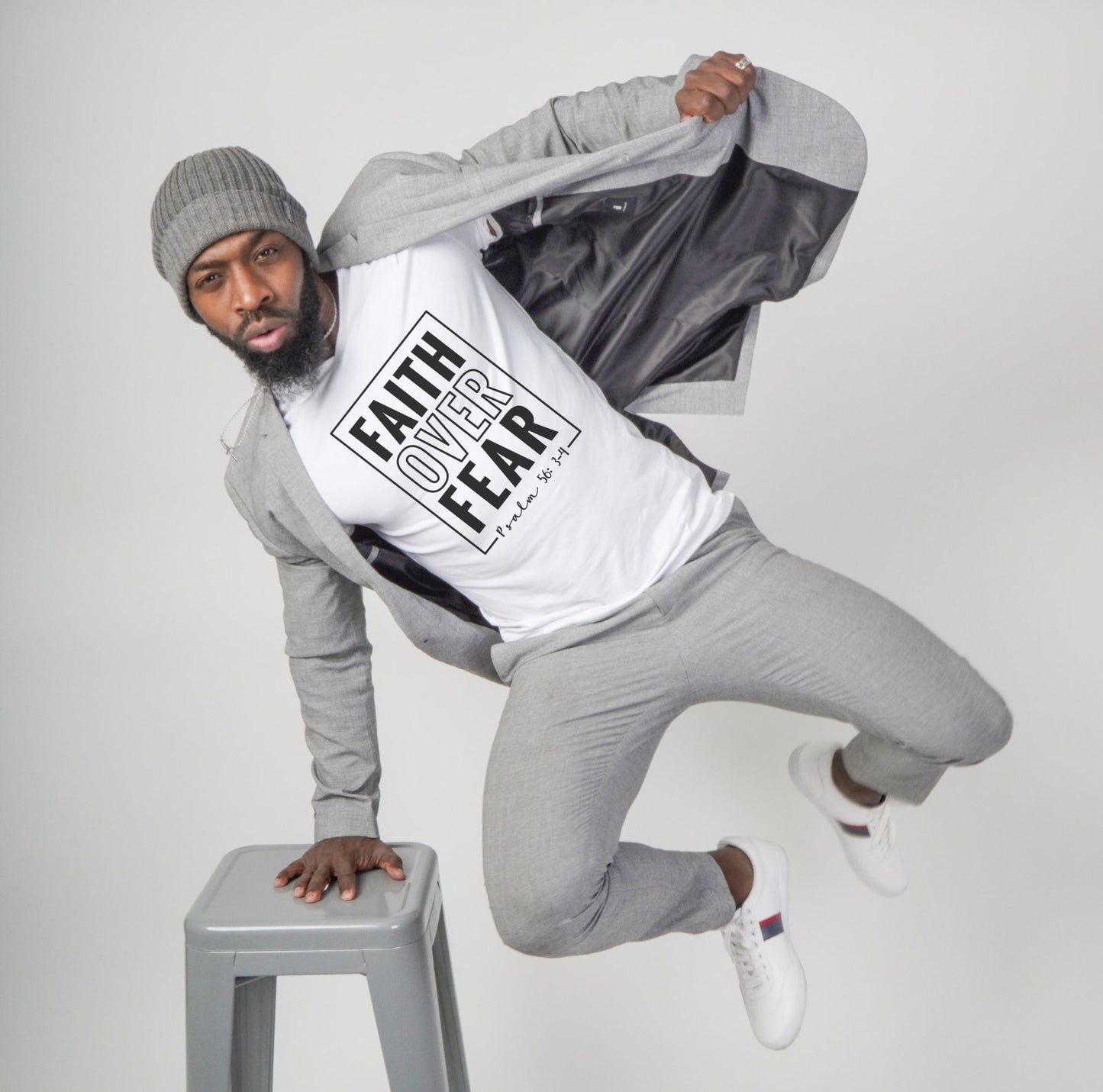 Faith Over Fear Graphic T-shirt White Bhooki