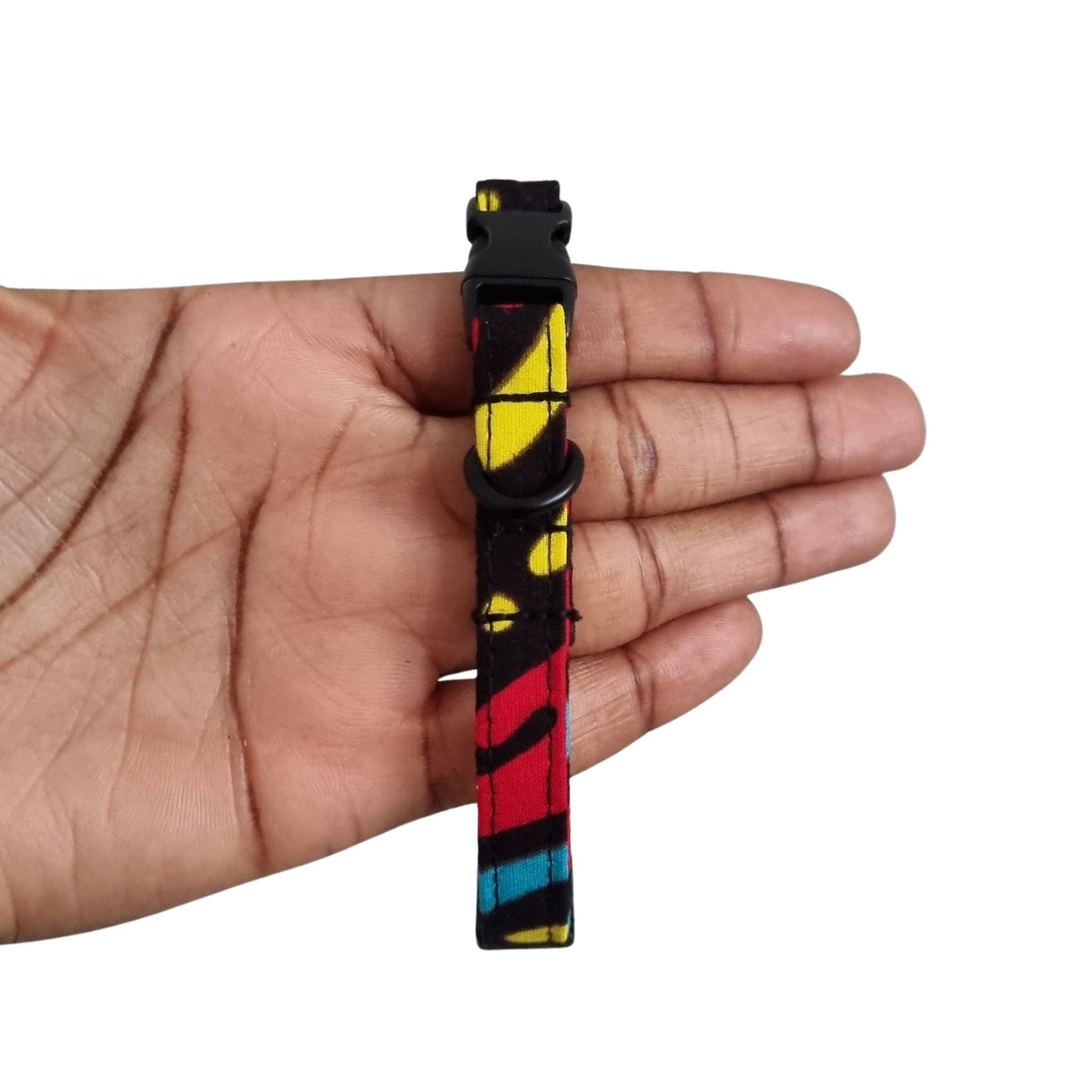 MUNA — Black, Red, Teal & Yellow Floral Cat Collar