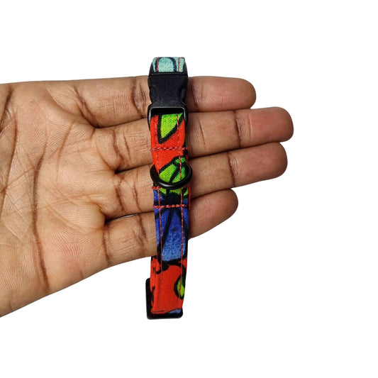 PEJU red floral African print breakaway cat collar by Bhooki, handmade in the UK