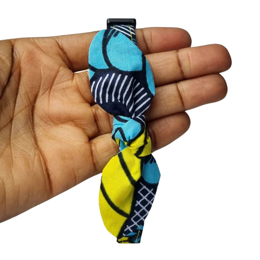 SOMI yellow and blue floral African print breakaway cat collar by Bhooki, handmade in the UK