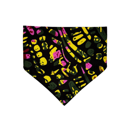 Colorful patterned PET bandana with black background