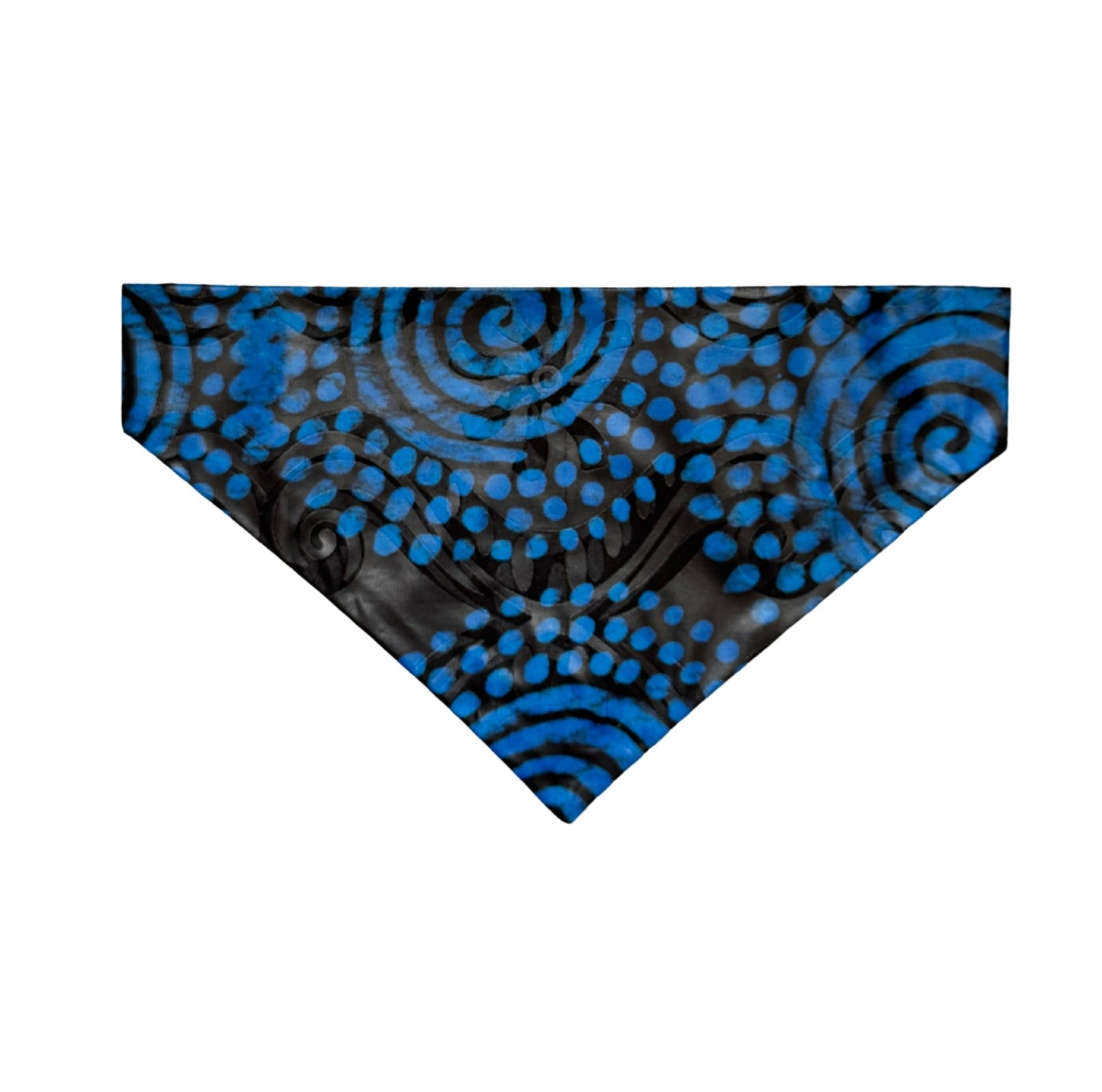 Blue and black patterned triangle on a white background