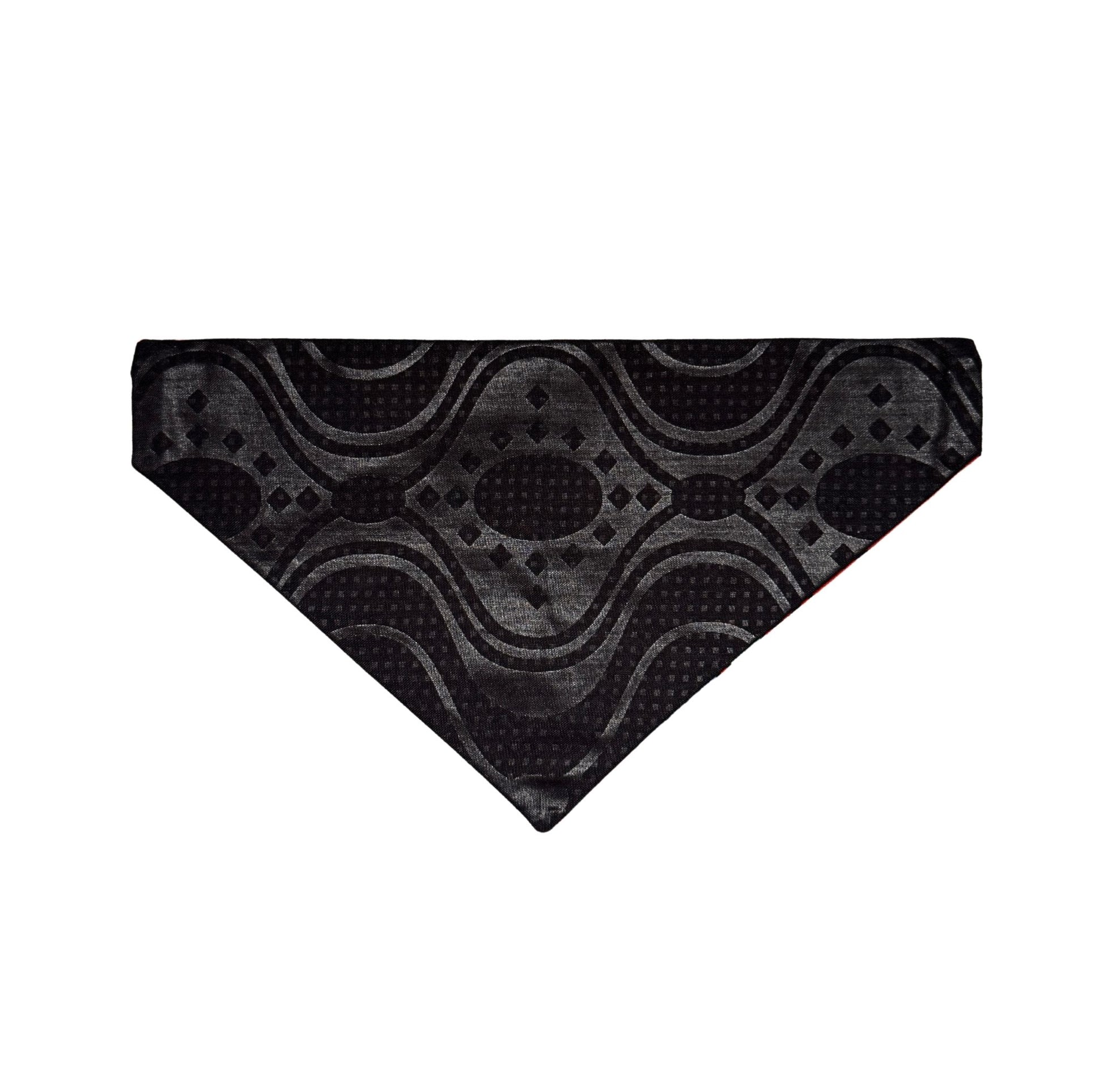 Black patterned dog and cat bandana on a white background