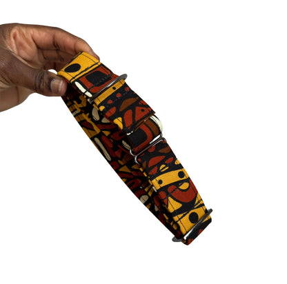 DOIYE — Brown & Gold Geometric Martingale Dog Collar