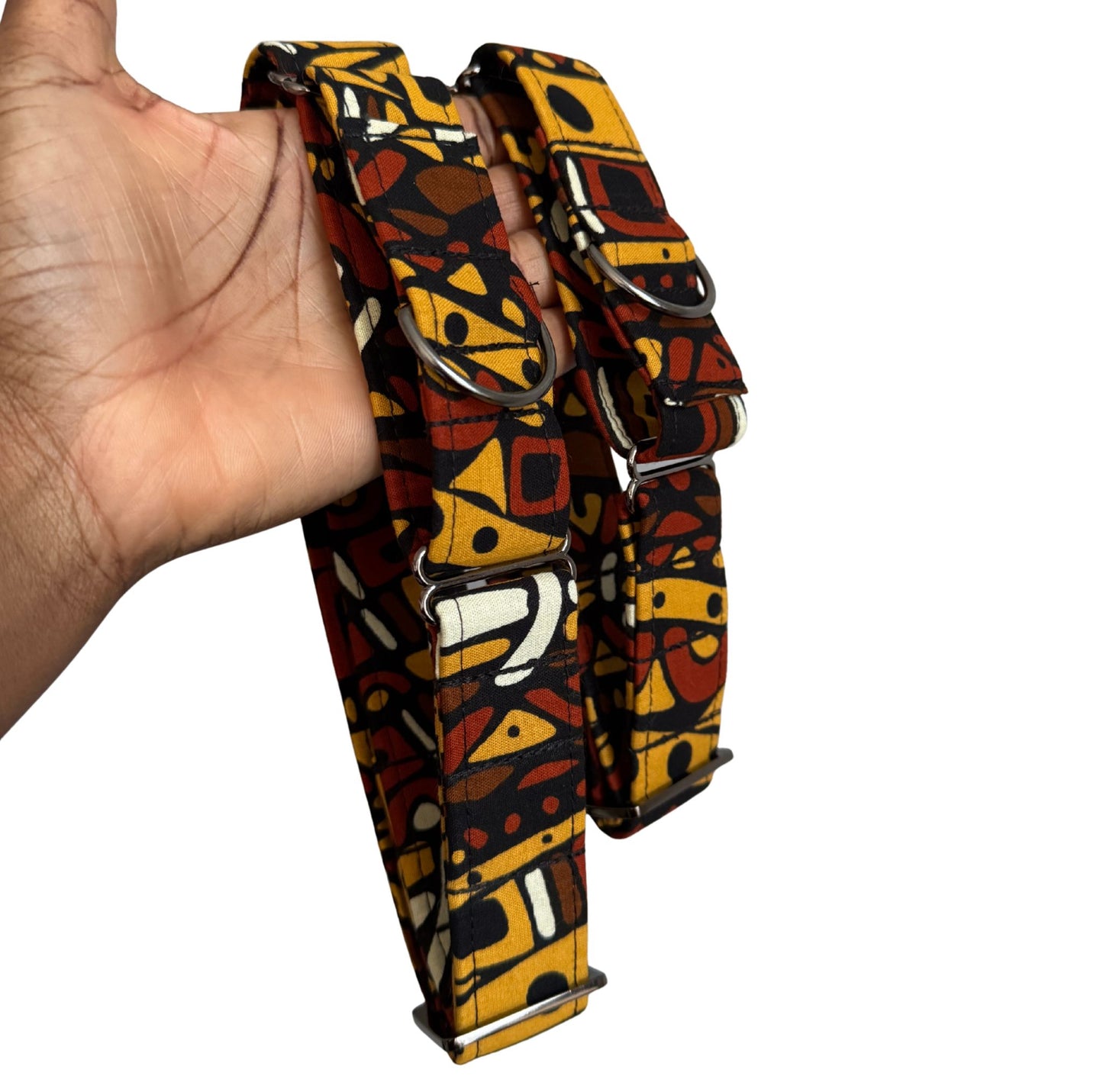 DOIYE — Brown & Gold Geometric Martingale Dog Collar