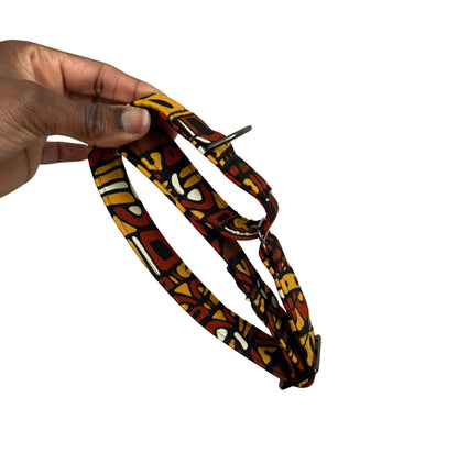 DOIYE — Brown & Gold Geometric Martingale Dog Collar
