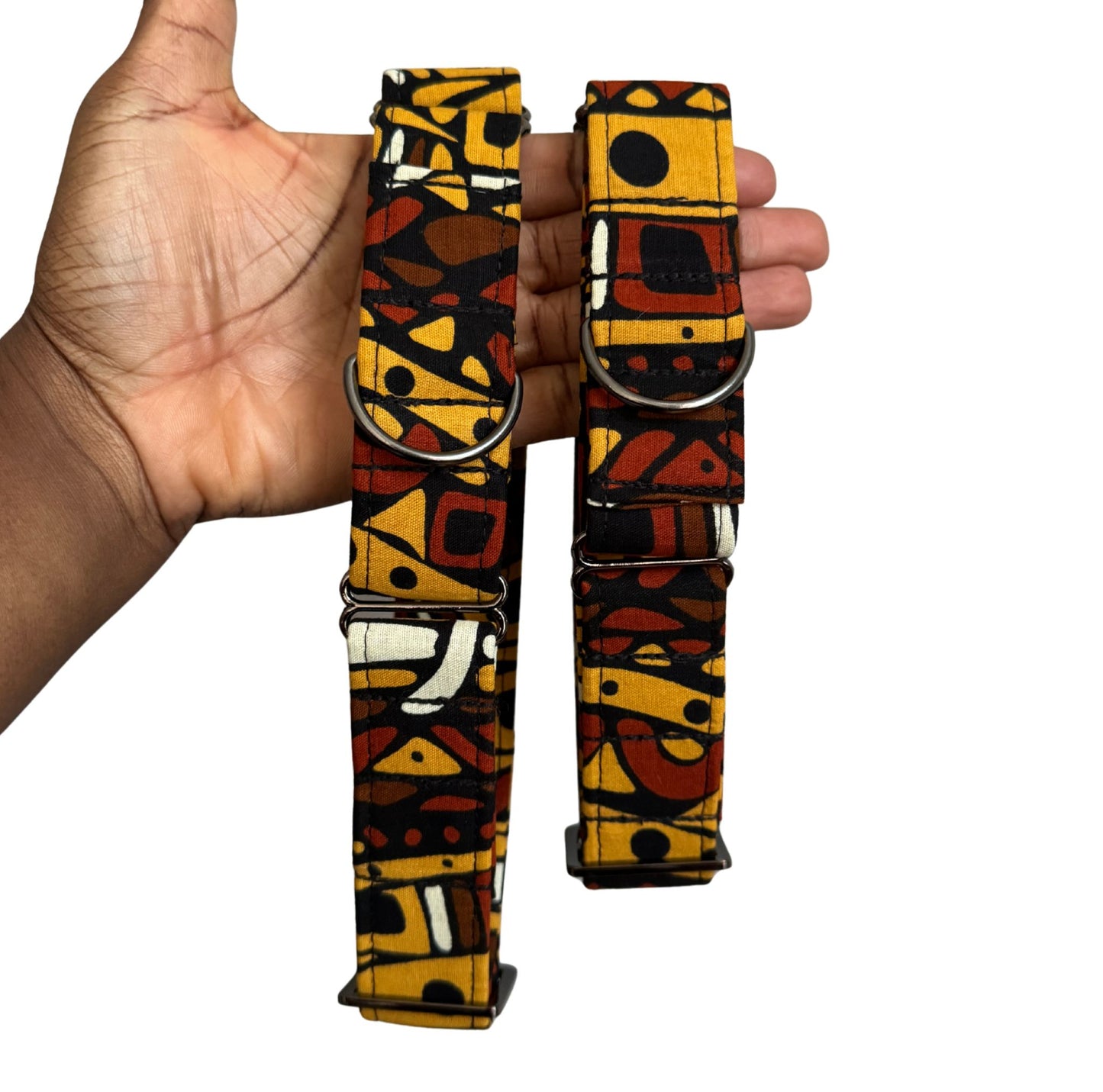DOIYE — Brown & Gold Geometric Martingale Dog Collar