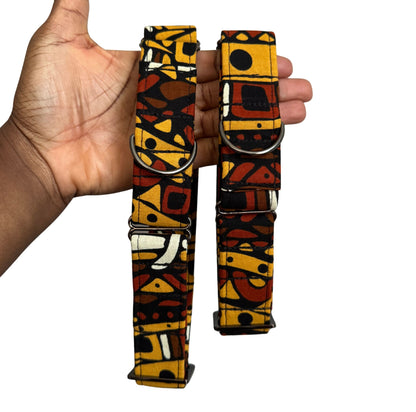 DOIYE — Brown & Gold Geometric Martingale Dog Collar
