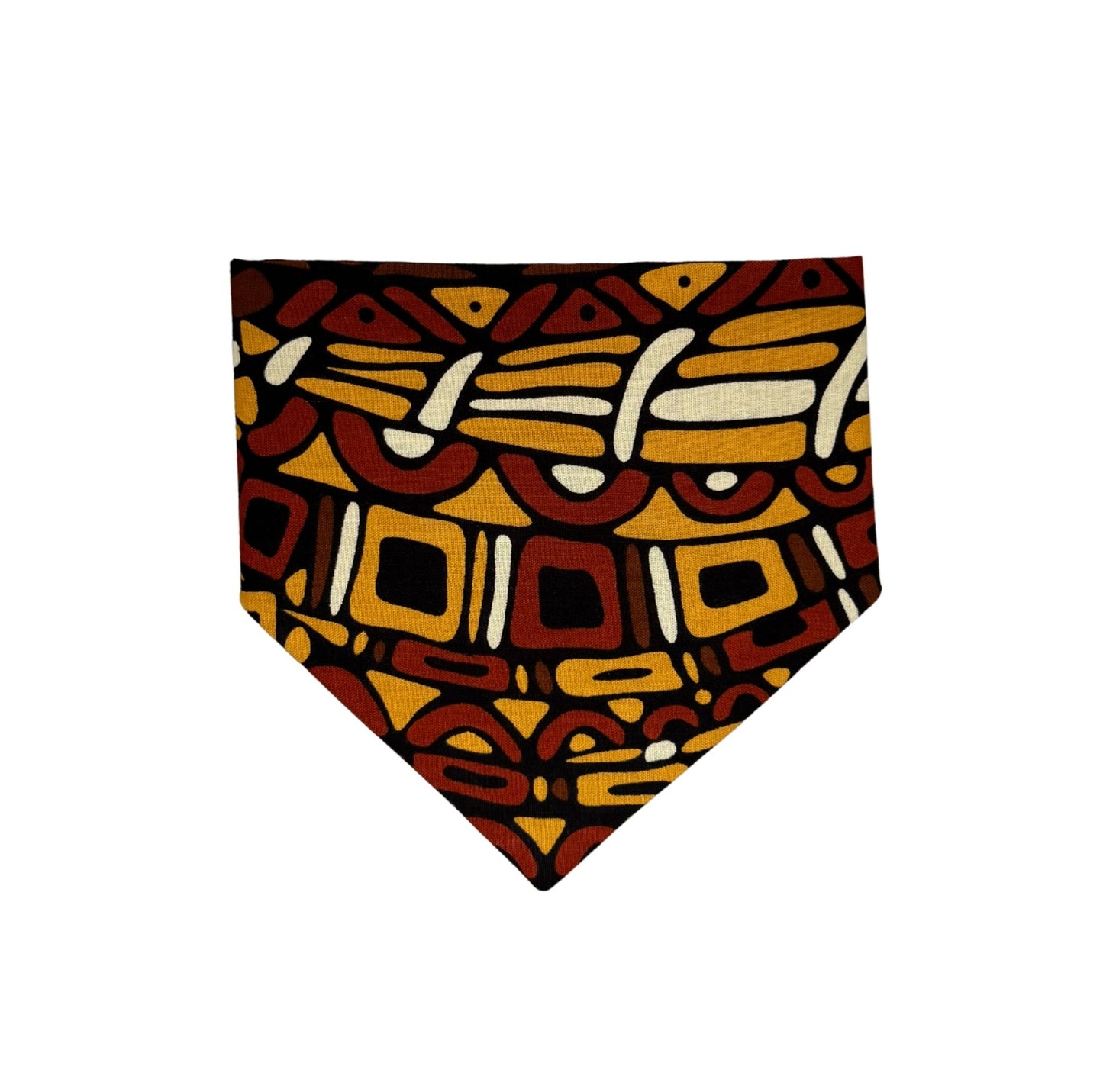 Patterned dog and cat bandana with geometric design on a white background
