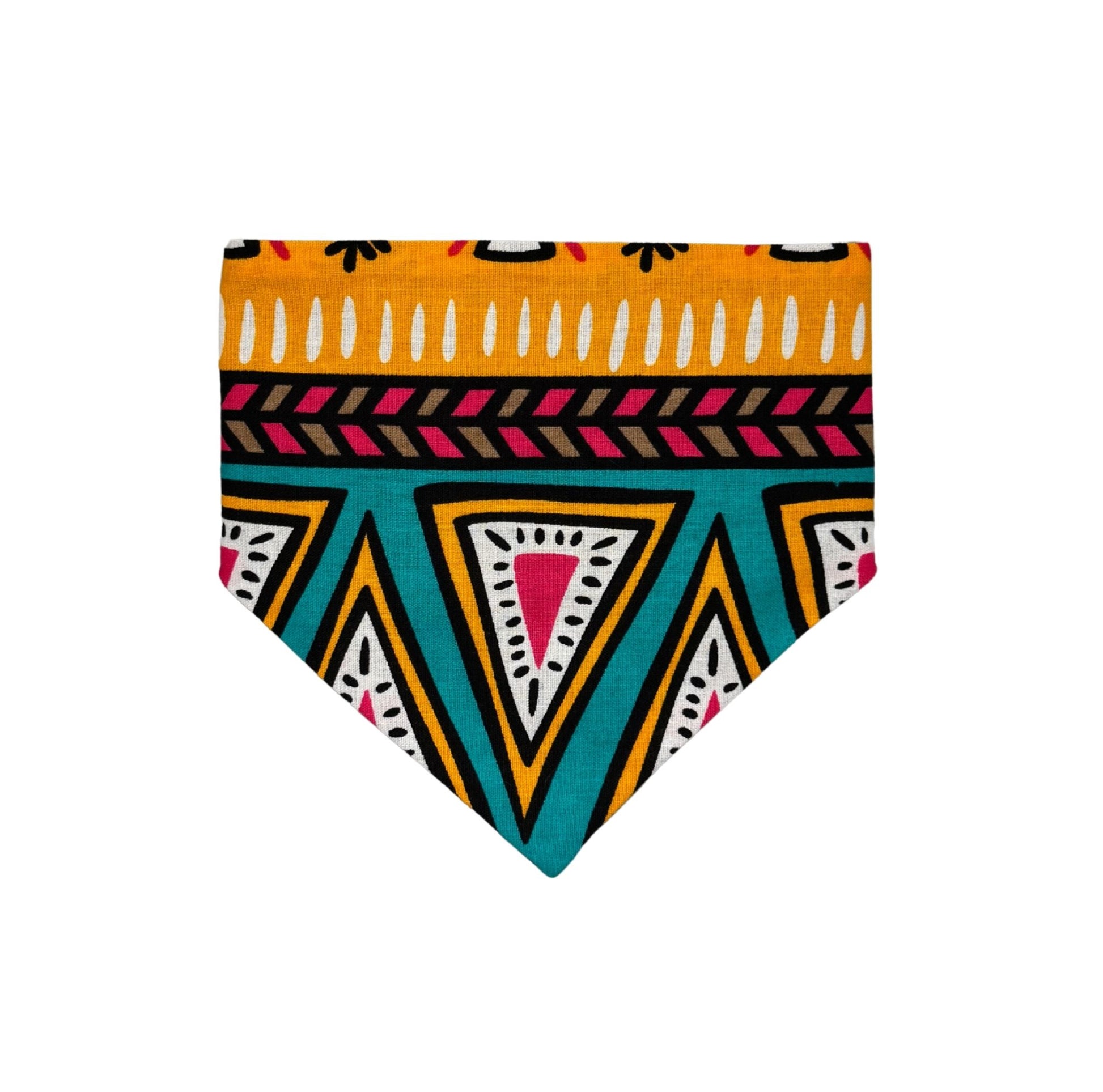 Colorful patterned DOG AND CAT bandana on a white background