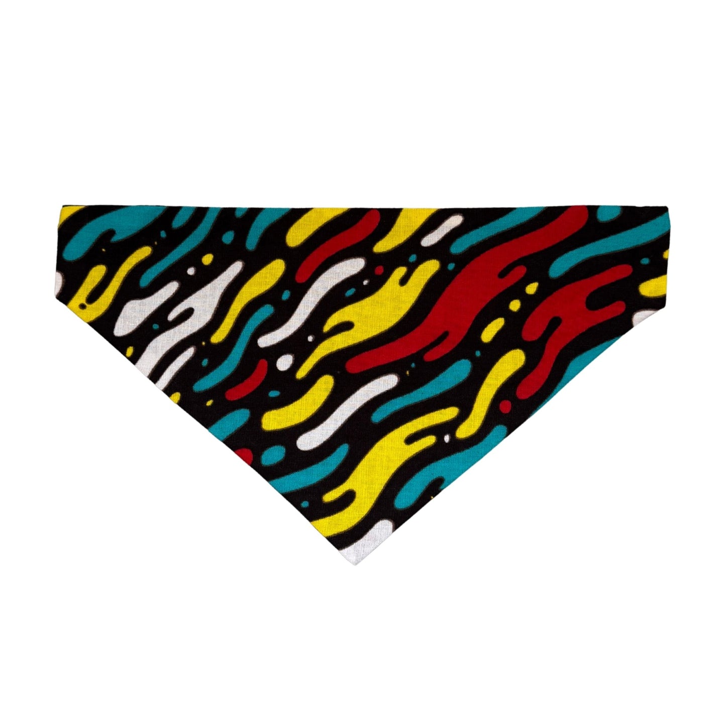 Colorful patterned dog and cat bandana on a white background