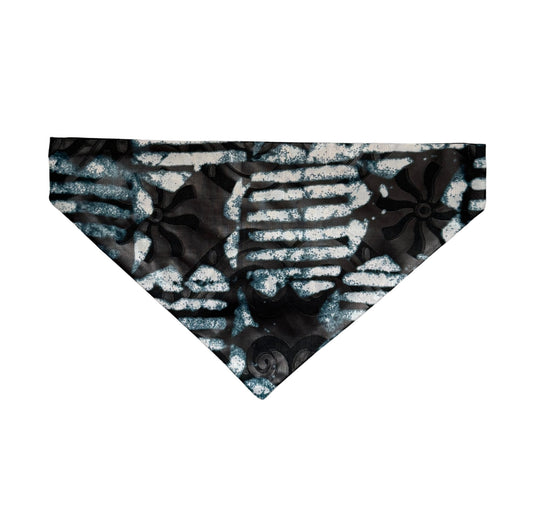 Black and white patterned dog bandana on a white background