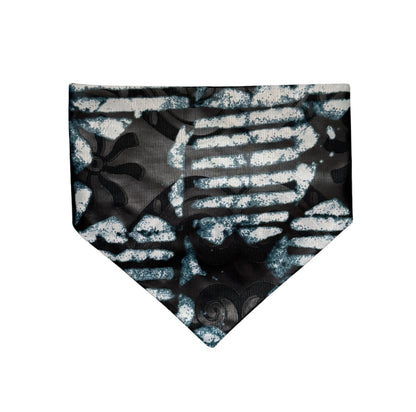 Black and white patterned dog bandana  on a white background