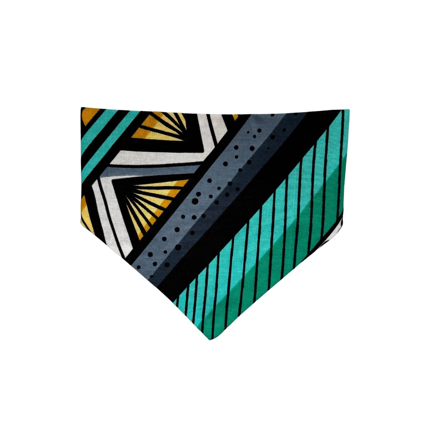 Geometric patterned DOG AND CAT BANDANA on a white background