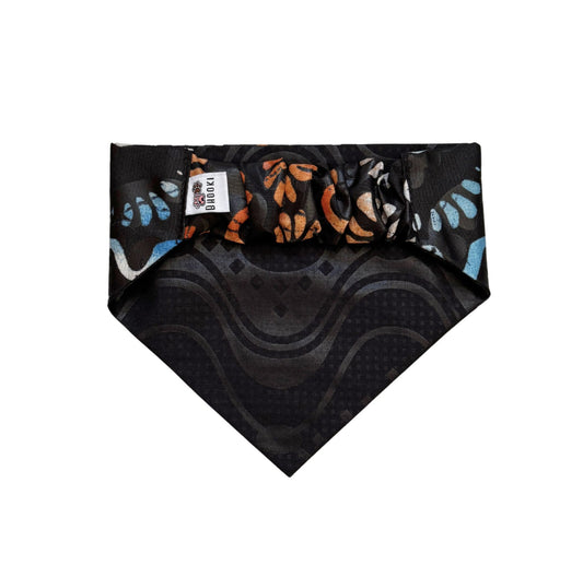 Colourful tie-dye scrunchie dog bandana
