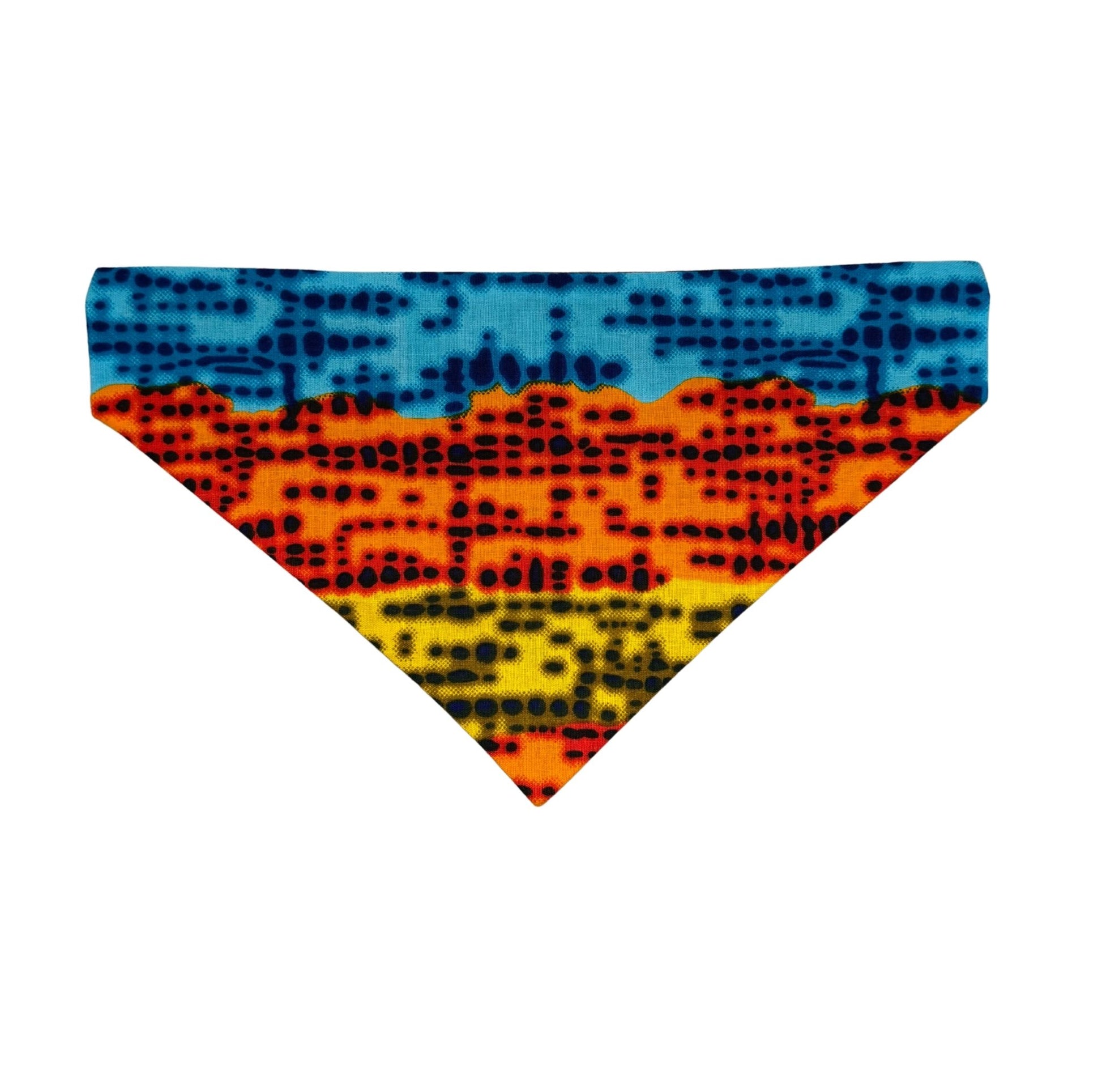 Colorful patterned DOG AND CAT bandana on a white background