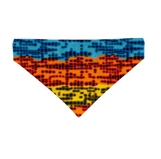 Colorful patterned DOG AND CAT bandana on a white background
