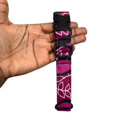 EHI — Magenta, Black & White Floral Dog Collar