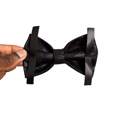 EMIDE black tone-on-tone wave wedding bow tie for dogs and cats by Bhooki