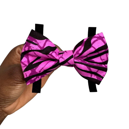 ESE pink striped African print dog and cat bow tie by Bhooki, handmade in the UK