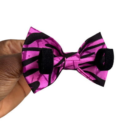 ESE pink striped African print dog and cat bow tie by Bhooki, handmade in the UK