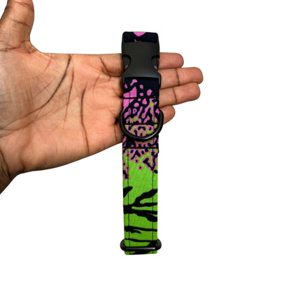 HINNA — Lilac, Black & Green Abstract Dog Collar