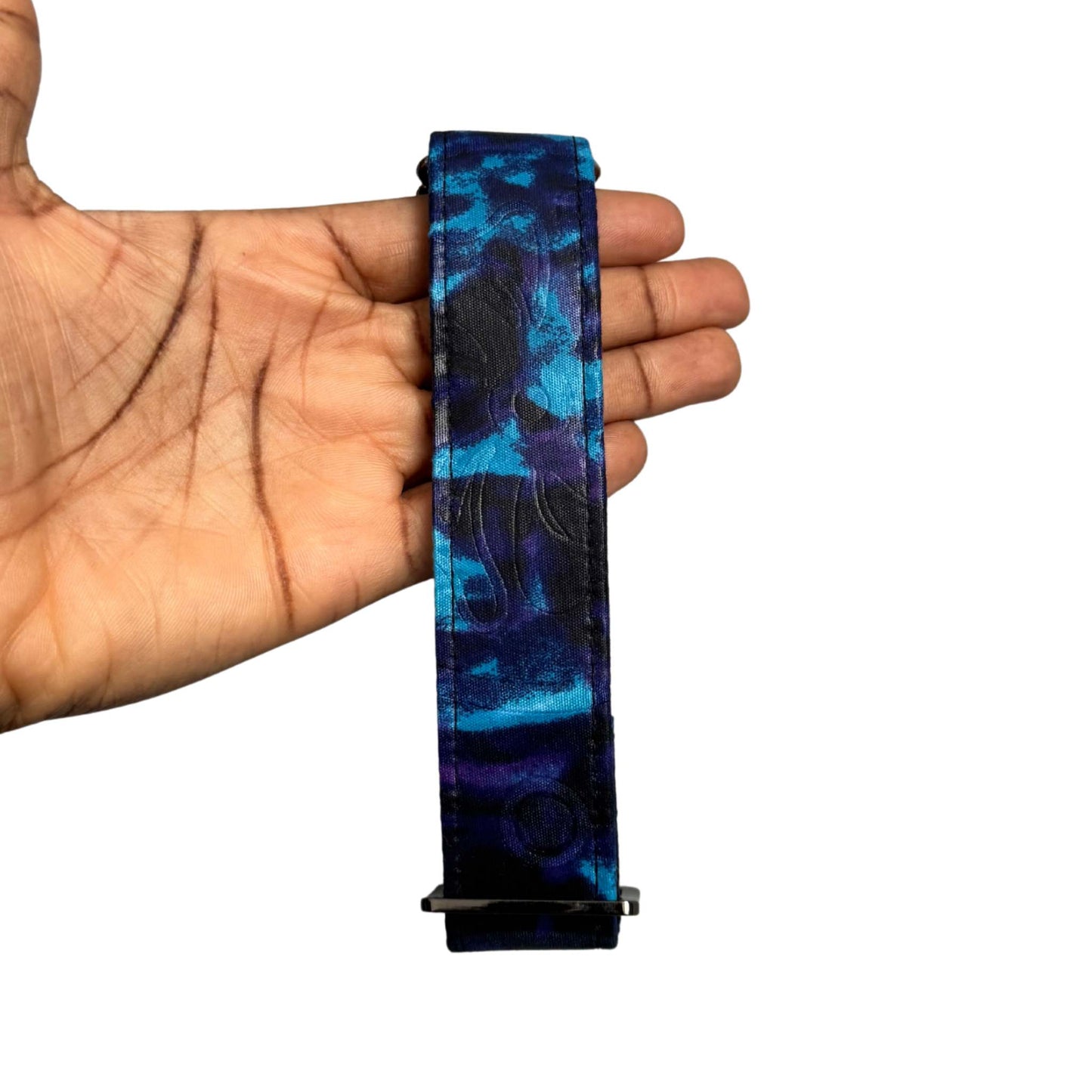 IMADE blue and purple tie-dye African print martingale dog collar by Bhooki, handmade in the UK
