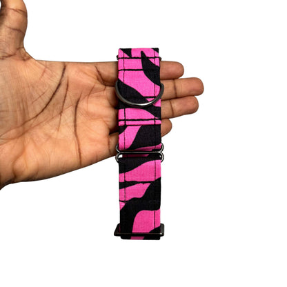 MOYIN pink and black swirl African print martingale dog collar by Bhooki, handmade in the UK