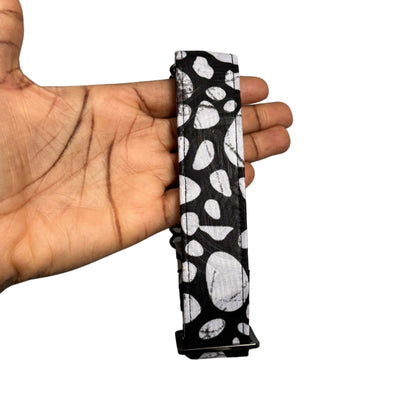 NAZOR black and white polka dot African print martingale dog collar by Bhooki, handmade in the UK