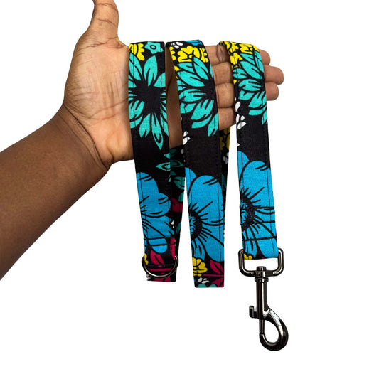 SADA — Black, Teal, Blue, Fuchsia, White & Yellow Floral Dog Lead