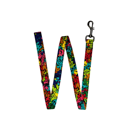 SIMI rainbow abstract African print dog lead by Bhooki, handmade in the UK