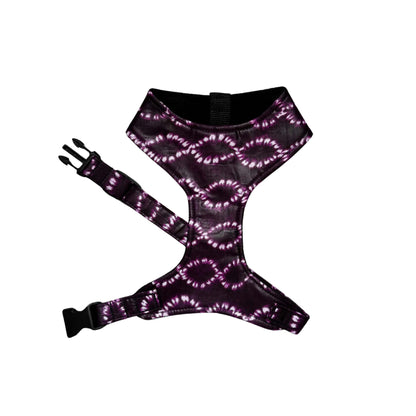 TAWA Purple Tie-Dye African print dog harness by Bhooki, handmade in the UK
