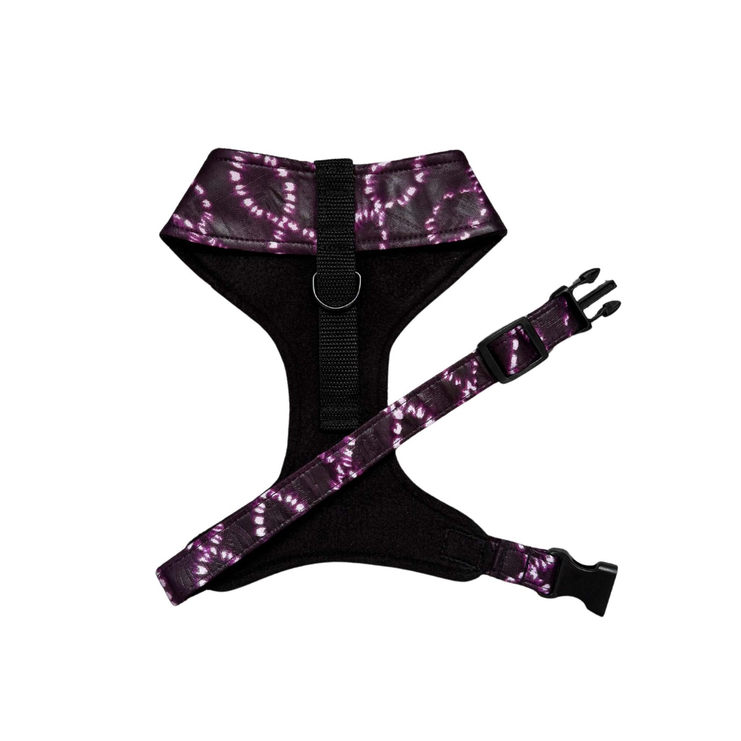 TAWA Purple Tie-Dye African print dog harness by Bhooki, handmade in the UK