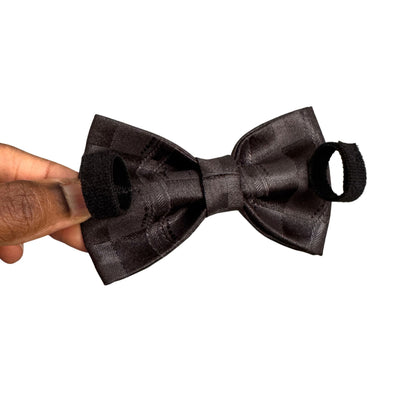 TAYO dark brown embossed Guinea brocade black-tie bow tie by Bhooki, handmade in the UK