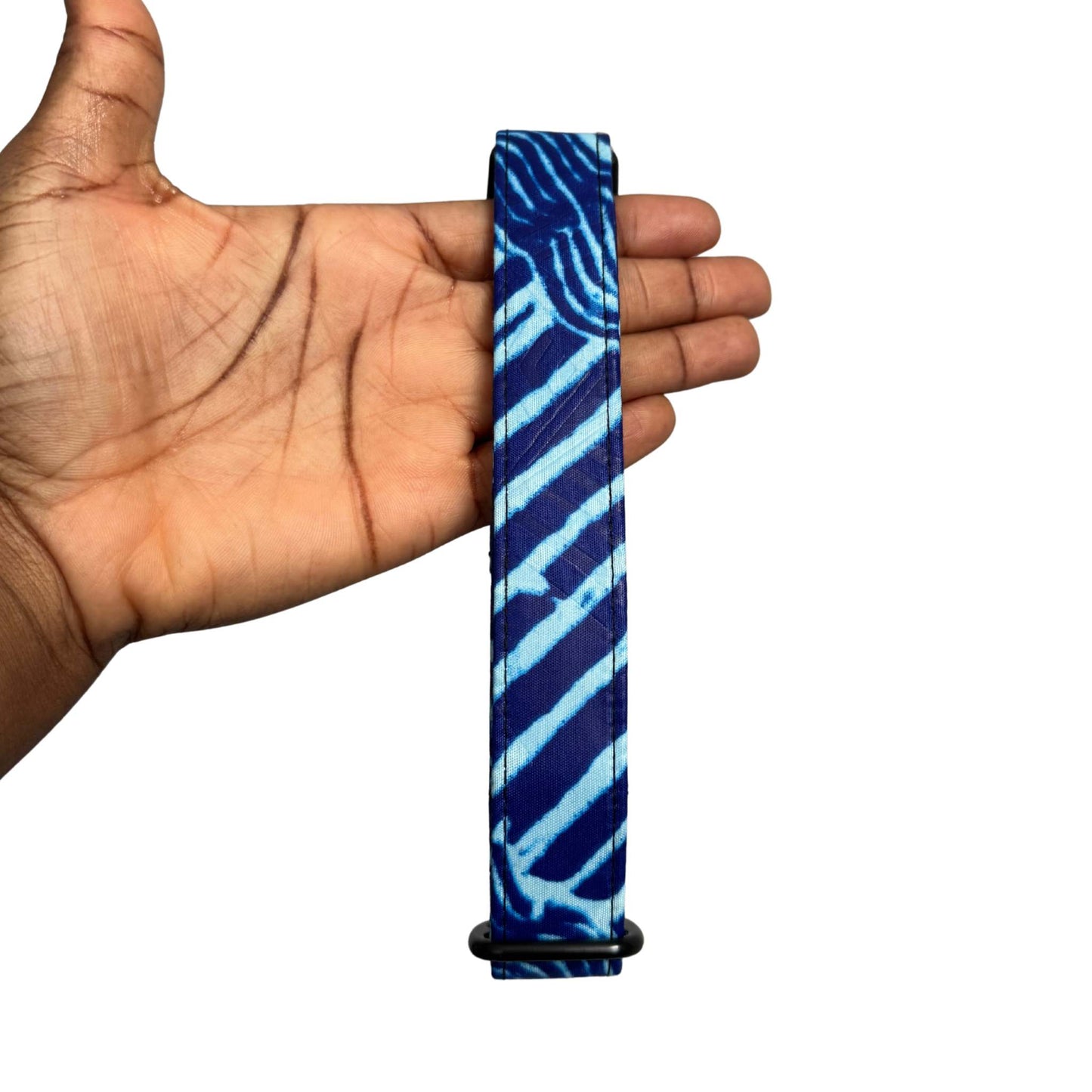 TOSIN blue tie-dye African print dog collar by Bhooki, handmade in the UK