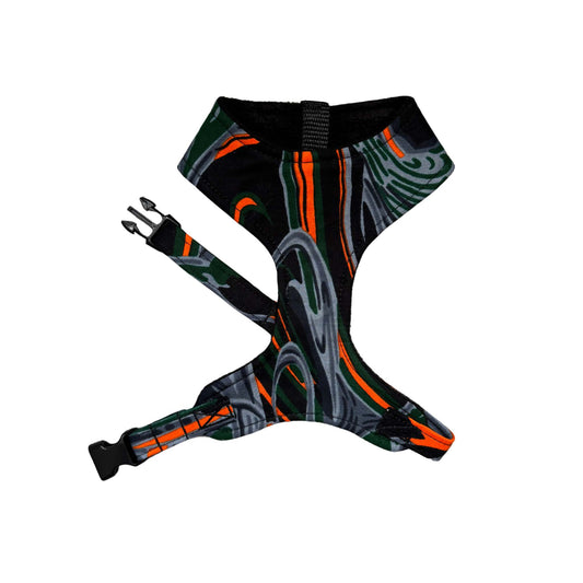 WONU — Grey, Green & Orange Abstract Dog Harness