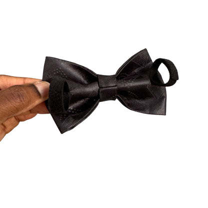 YINKA black embossed Guinea brocade black-tie bow tie by Bhooki, handmade in the UK