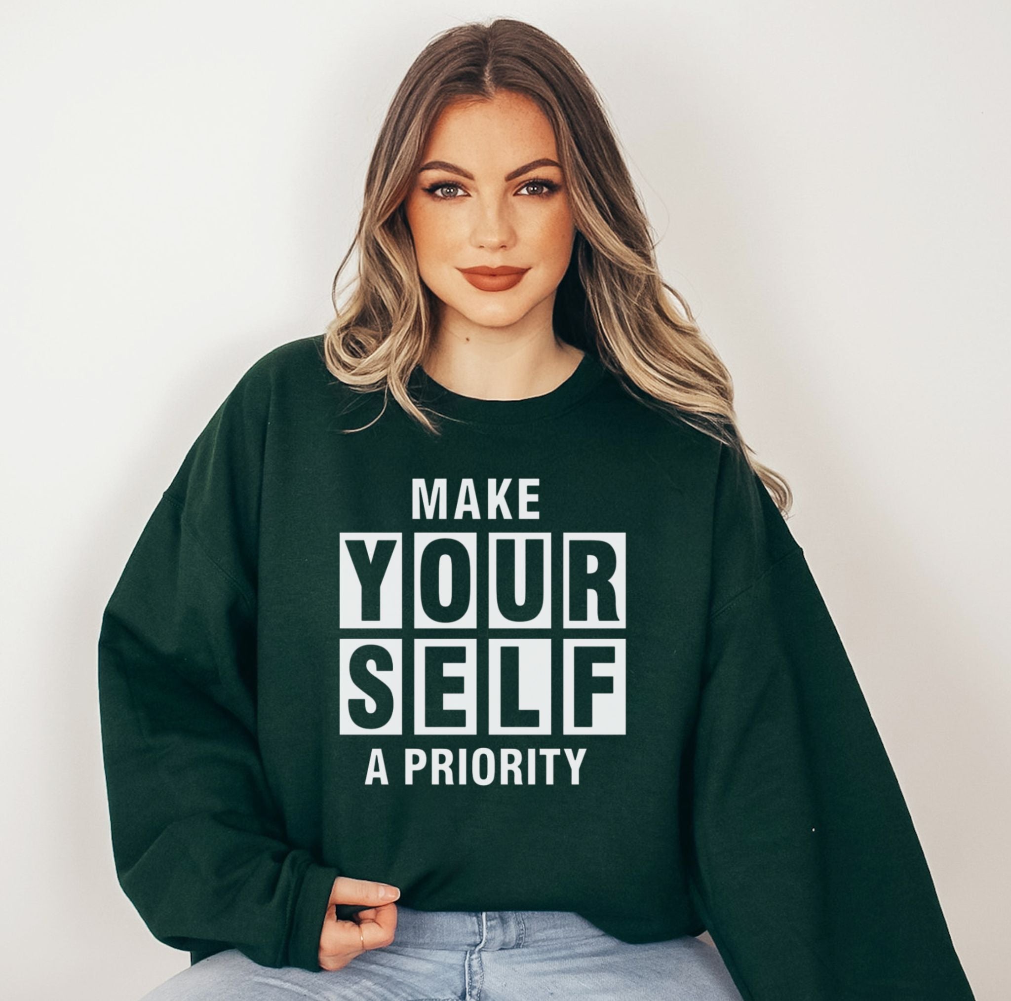 MAKE YOURSELF A PRIORITY Unisex Graphic Sweatshirt UK Bhooki